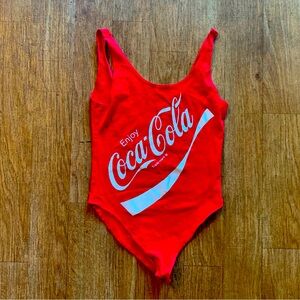 Coca-Cola Logo Womens Large Red Body Suit One Piece Cotton/Spandex